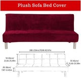 MIFXIN Armless Sofa Bed Cover Stretch Futon Slipcover Plush Thicker Solid Color 3 Seat Full Folding Sofa Couch Futon Furniture Protector Cover Without Armrests (Red) MIFXIN