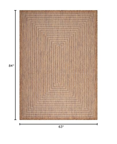 Adiva Rugs Outdoor Indoor Area Rug, Weather Resistant, Easy to Clean, Stain Resistant Floor Mat for Dining Room, Backyard, Deck, Patio (Wooden, 5' x 7') Adiva Rugs