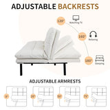 MUUEGM Convertible Memory Foam Sofa Bed with Adjustable Backrest & Armrest, Modern Futon Couch for Living Room, Office, Apartment, Space-Saving Design, Easy Assembly,White MUUEGM