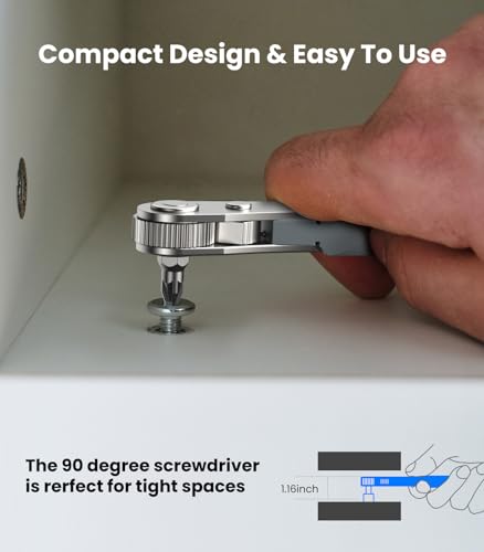 AXTH 17in1 Right Angle Ratcheting Screwdriver Set, [Bearing Steel] 36-Tooth Mini Ratchet Wrench, Men Gifts, Low Profile Ratchet Screwdriver, Magnetic Offset Screwdriver Repair Tool AXTH