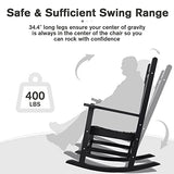 Devoko Rocking Chair Plastic Outdoor Indoor Patio Rocker Chair High Back All Weather Rocker for Patio Backyard Porch Garden (Black) Devoko