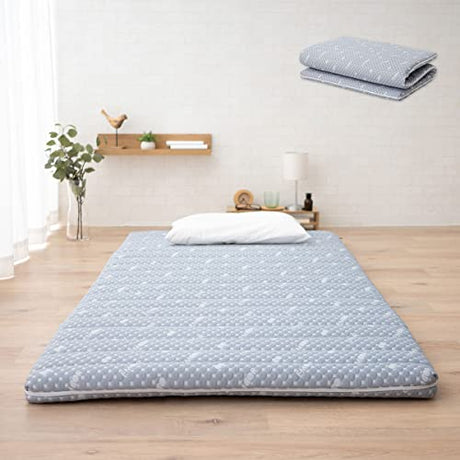 EMOOR Foldable Hybrid Futon Mattress, High-Resilience Urethane Foam 150N with Washable Padded Cover, Twin, Tatami Floor Sleeping Mat Pad Topper, Gray EMOOR