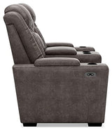 Signature Design by Ashley Hyllmont Power Reclining Loveseat with Center Console, Weathered Gray Signature Design by Ashley