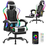 Homall Gaming Chair, Video Game Chair with Footrest and Massage Lumbar Support, Ergonomic Computer Chair Height Adjustable with Swivel Seat and Headrest (RGB Lvory) Homall