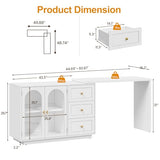 RoyalCraft 83” Large Makeup Vanity Desk, White Corner Vanity Table with 3 Drawer & 2 Door, Modern Extendable Dressing Table, Vanity Dresser Combo for Bedroom, Dressing Room (Without Mirror) RoyalCraft