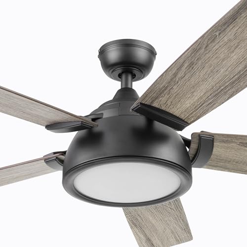 Prominence Home Potomac, 52 Inch Industrial Style Smart Ceiling Fan with Light, Remote Control, Dual Finish Blades, Compatible with Alexa and Google Assistant - 51639-01 (Matte Black) Prominence Home