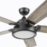 Prominence Home Potomac, 52 Inch Industrial Style Smart Ceiling Fan with Light, Remote Control, Dual Finish Blades, Compatible with Alexa and Google Assistant - 51639-01 (Matte Black) Prominence Home