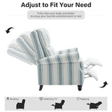 DREAMSIDEA Recliner Chair, Modern Pushback Armchair with Adjustable Backrest & Footrest for Bedroom, Living Room (Blue Stripe,Set of 1)