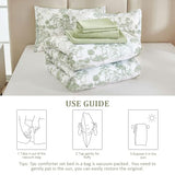 DJY Sage Green Comforter Set King, 7 Pieces Bed in a Bag King Size Botanical Comforters with Sheets Elegant Plants Print Soft Microfiber Reversible Complete Bedding Sets for All Season DJY