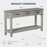 GarveeHome Entryway Table, Console Table with 3 Storage Drawers, 3 Tier Farmhouse Wooden Sofa Table, Hallway Tables for Entryway, Living Room-Grey GarveeHome