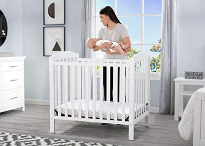 Delta Children Emery Mini Convertible Baby Crib with 2.75-inch Mattress, Bianca White - WoodArtSupply