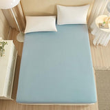VM VOUGEMARKET Foggy Blue Twin Fitted Sheet 1 Piece,100% Cotton Blue Single Bottom Sheet with 15" Deep Pocket,Comfortable and Breathable Mattress Cover VM VOUGEMARKET