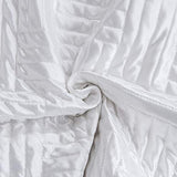 NTBAY King Silk Satin Quilt Set, Geometric Pattern Bedspread Luxury Quilted Coverlet Set for All Seasons(1 Quilt, 2 Pillow Shams), White NTBAY