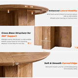 OKD 47" Round Dining Table for 4 People, Modern Pedestal Kitchen Table with Stable Cross Base & Thick Wood Top, Circle Dinner Table for Dining Room, Kitchen, Living Room, Light Tree Knot (Table Only) OKD