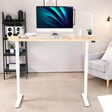 VIVO Electric 60 x 24 inch Stand Up Desk, Height Adjustable, Light Wood Top White Frame, Home and Office Furniture Sets, DESK-KIT-W06C VIVO
