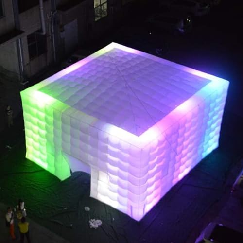 Vinfgoes Portable Large White Inflatable Party Tent Night Club Room House Marquee Air Cube Tent with Wall Washer Light for Wedding Party Events (26.2x26.2x16.4ft) Vinfgoes