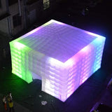 Vinfgoes Portable Large White Inflatable Party Tent Night Club Room House Marquee Air Cube Tent with Wall Washer Light for Wedding Party Events (26.2x26.2x16.4ft) Vinfgoes