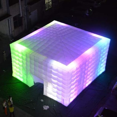 Vinfgoes Portable Large White Inflatable Party Tent Night Club Room House Marquee Air Cube Tent with Wall Washer Light for Wedding Party Events (26.2x26.2x16.4ft) Vinfgoes