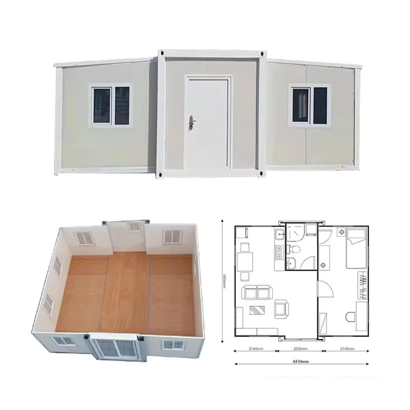 30FT Tiny House to Live in,Portable Prefab House with 2 Bedroom,1 Full Equiped Bathroom and Kitchen,Prefabricated Container House for Adults Living,Foldable Mobile Home with Steel Frame - WoodArtSupply