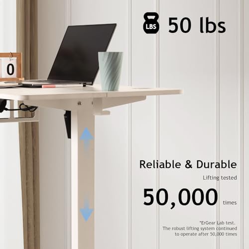 NICECOZY Electric Standing Desk Adjustable Height,Stand Up Desk for Home Office,55x24 Inches Standing Computer Desk with Keyboard Tray and Headphone Hook,White - WoodArtSupply