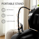 KEIKI Massage Chair Recliner with Zero Gravity, Full Body Air Pressure & Heating, Shiatsu Back & Foot Roller Massage, Bluetooth Speaker, Blue Ambient Light, PU Leather for Home & Office, Black KEIKI