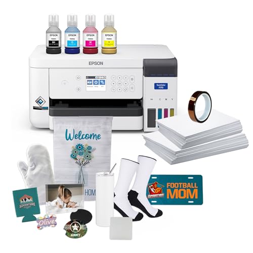 Epson SureColor F170 Dye-Sublimation Printer. Includes Full Set of Ink, User Guide, AC Power Cable, Sublimation Starter Kit, Thermal Tape, 8.5" x 11" & 8.5" x 14" Paper SCF170