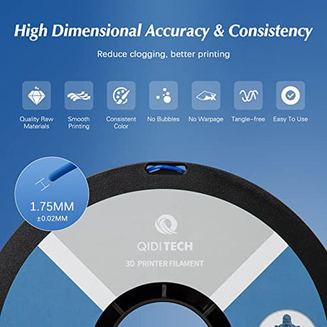R QIDI TECHNOLOGY PLA Filament 1.75mm, 3D Printer Filament PLA Rapido, Suitable for High Speed Printing, 3D Printing Filament Fit Most FDM 3D Printers, 1 KG Spool (2.2lbs), Blue R QIDI TECHNOLOGY