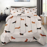 Zzzboro Comforter Set with 2 Pillowcases Queen Size, Cute Happy Dachshund Dog Puppy, Bedding Decor Cartoon Animal Pug Geometric Brown for Kids and Adults, Soft Cozy Bedroom Bed Set Zzzboro