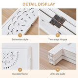 66.9Inch Wooden Room Partition - 3 Panels Boho-Styled Space Room Divider for Home/Office, Headboard & Yoga/Photo/Video Call Backdrop (White) Svimi