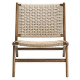 Modway Saoirse Woven Rope Wood Accent Lounge Chair in Walnut Natural