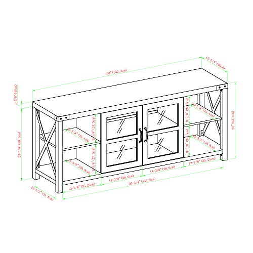 Walker Edison Modern Farmhouse Metal X Wood TV Stand Storage Cabinet for TV's up to 64" Flat Screen Universal TV Console Living Room Storage Shelves Entertainment Center, 60 Inch, Grey Walker Edison