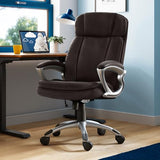 Serta Fairbanks Big & Tall Executive Office Chair, Ergonomic Comfy High-Back ComputerChairs with Lumbar Support, Semi-Plush Seat Cushion, Padded Armrests, Nylon Swivel Base, Bonded Leather, Brown Serta