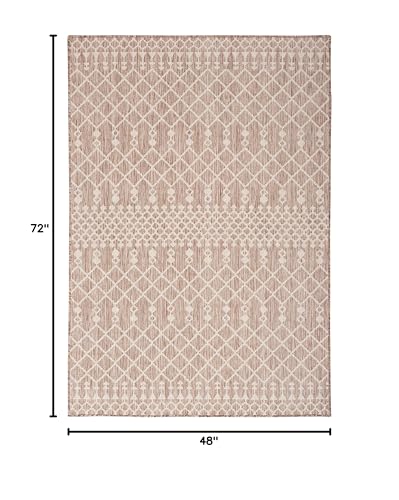 Nourison Home Positano Indoor/Outdoor Beige 4' x 6' Area Rug, Easy Cleaning, Non Shedding, Bed Room, Living Room, Dining Room, Deck, Backyard, Patio (4x6) Nourison