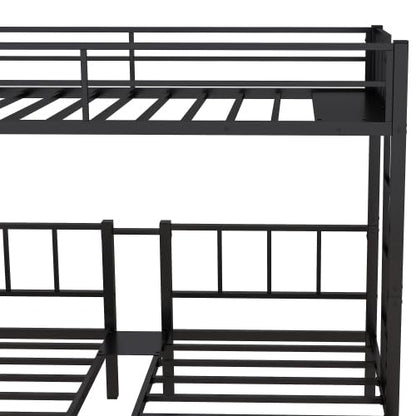 Twin Size Bunk Bed, Metal Triple Bed, Twin XL Bunk Beds for 3, Detachable Triple Bunk Bed for Kids & Teens, Black