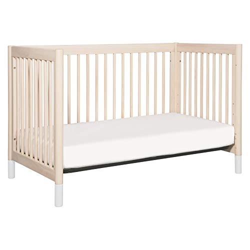 Babyletto Gelato 4-in-1 Convertible Crib with Toddler Bed Conversion in Washed Natural and White, Greenguard Gold Certified - WoodArtSupply