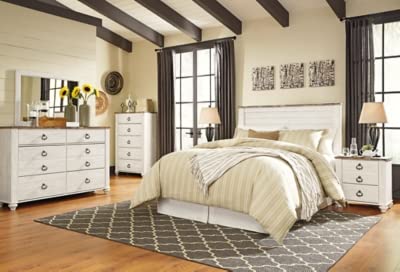 Willowton Cottage Farmhouse Queen Panel Headboard in Whitewash by Signature Design by Ashley Signature Design by Ashley
