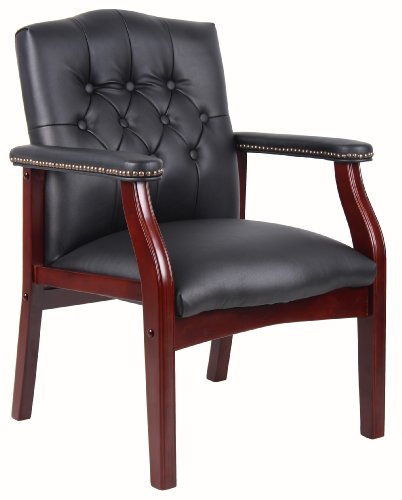 Boss Office Products Ivy League Executive Guest Chair, Vinyl, Black Boss Office Products