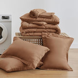 Love's cabin Full Comforter Set Mocha Mousse, 7 Pieces Full Bed in a Bag, All Season Bedding Sets with 1 Comforter, 1 Flat Sheet, 1 Fitted Sheet, 2 Pillowcase and 2 Pillow Sham Love's cabin