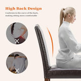 Sweetcrispy Dining Chairs Set of 6, Upholstered Leather Kitchen Room Chairs Mid Century Modern High-End Dining Room Side Chairs with Nailhead Trim and Wood Legs for Bedroom, Living Room, Brown Sweetcrispy