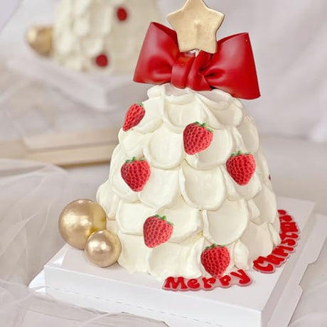 JOERSH 4PCS Strawberry Fondant Molds, Bow Fondant Silicone Molds, Fruit Baking Mold for Cake Decorating, Cupcake Topper, Chocolate, Candy, Candle, Clay JOERSH
