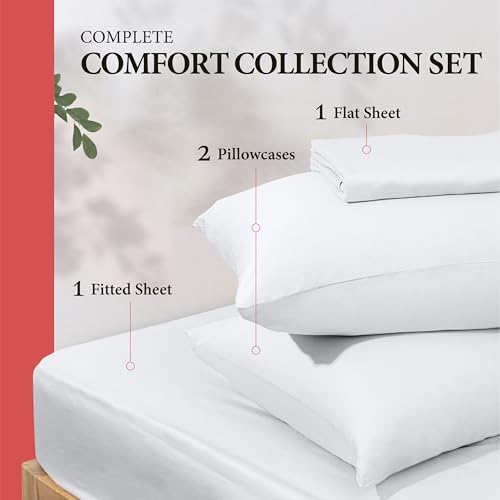 Ashton Sheets 100% Egyptian Cotton Queen Size Sheet Set - 600 Thread Count Egyptian Cotton Sheets Set for Queen Size Bed (4 Pc, White), Soft, Cooling, Luxury Hotel 16" Deep Pocket Sateen Bedsheet Ashton Sheets