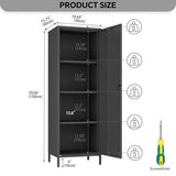 MIOCASA Metal Storage Locker with Digital Lock Steel File Cabinet with 3 Shelves 59.06-inch high for School, Bedroom, Home Office, Gym and Changing Room (Black) MIOCASA