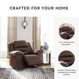 Signature Design by Ashley Stoneland Faux Leather Manual Pull Tab Rocker Recliner, Dark Brown