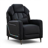 URRED Gaming Recliner Chair with LED Lights, Ergonomic Video Game Reclining Chair with Footrest, Lumbar Pillow, Side Pocket, Home Theater Recliner for Living Room, Bedroom, Gaming Room (Black)