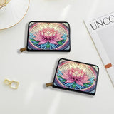 Credit Card Holder, DIY Diamond Art Painting Zipper Credit Cards Wallet for Women Accordion Card Cases Holder KeyChain Wallet-Pink Flower WoodArtSupply