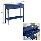 Leick Home Coastal Console Table, Solid Wood, 2 Storage Drawers, Bottom Display Shelf, Narrow Depth, Easy-Assembly, for Living Room/Hallway, Navy Blue, 30.0 in. W x 11.0 in. D x 28.0 in. H, 20027-NV Leick Home