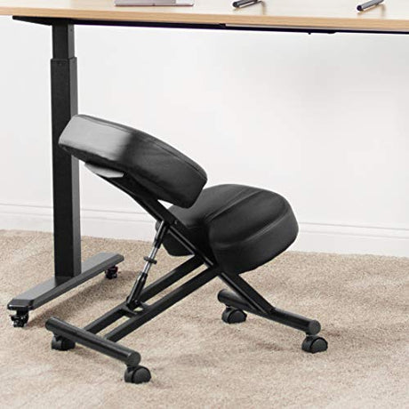 Ergonomic Kneeling Chair, Adjustable Stool for Home and Office - Improve Your Posture with an Angled Seat - Thick Comfortable Moulded Foam Cushions - Brake Casters DRAGONN