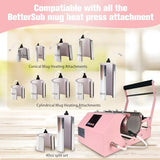 BetterSub 3in1 40 OZ Tumbler Mug Heat Press Machine 30 OZ 20 OZ 16 OZ Sublimation Straight Skinny Tumbler Mug,11 OZ 15 OZ 16 OZ Sublimation Mug Heat Transfer Pink BetterSub