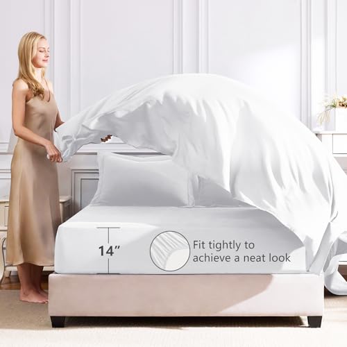 CozyLux King Size Comforter Set White - 7 Pieces Bed in a Bag King, Luxury Soft Bed Set for All Seasons, Bedding Set with Down Alternative Comforter, Sheets, Pillowcases & Shams CozyLux