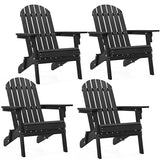 Yaheetech Folding Adirondack Chair Set of 4 Outdoor, 300LBS Solid Wood Garden Chair Weather Resistant, Fire Pit Lounge Chairs for Garden/Yard/Patio/Lawn, Black Yaheetech